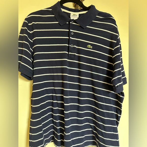 Lacoste Other - Lacoste Navy/White Stripe Men’s Shortsleeve Polo Sz 6 XL